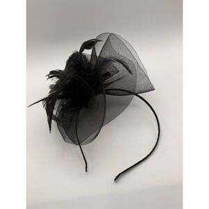 Black Feather Mesh Fascinator Headband Wedding Tea Party Derby Headpiece